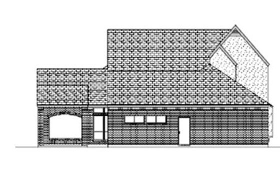 Exterior - Rear Elevation for European House Plan #84-406 - 3 bed, 3 bath