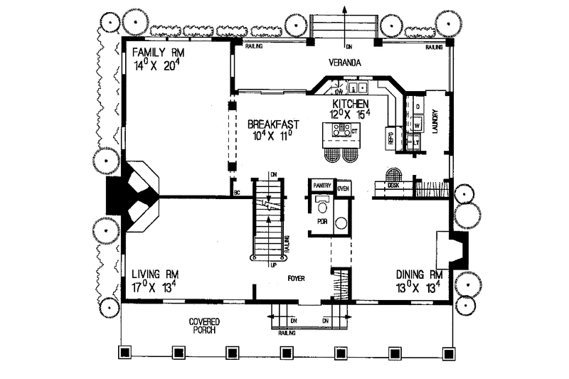 Architectural House Design - Floor Plan - Main Floor for Country House Plan #72-973 - 3 bed, 2.5 bath