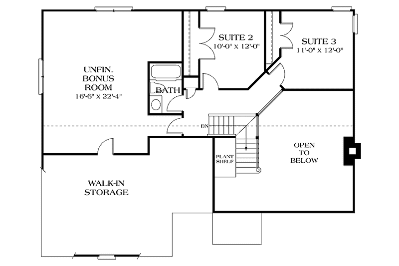 Architectural House Design - Floor Plan - Upper Floor for Country House Plan #453-337 - 3 bed, 2.5 bath