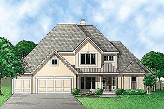 Exterior - Front Elevation for Traditional House Plan #67-209 - 4 bed, 4 bath