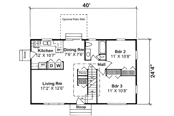 Floor Plan - Main Floor for Colonial House Plan #312-588 - 4 bed, 3 bath