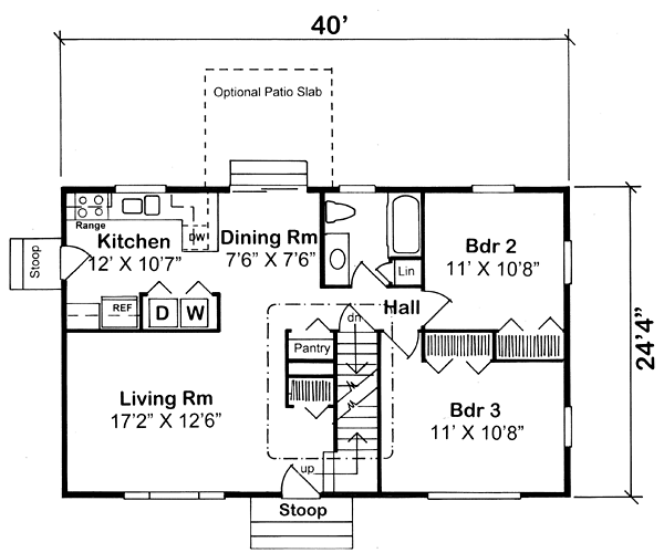 Colonial Floor Plan - Main Floor Plan #312-588