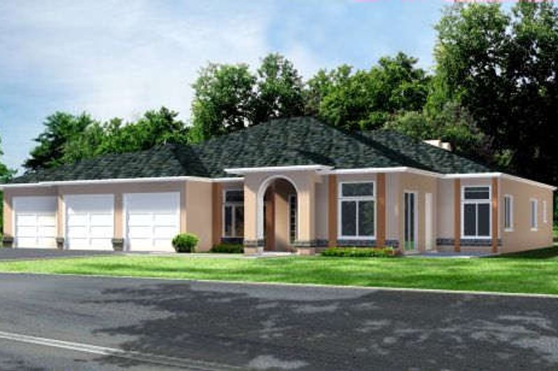 Home Plan - Adobe / Southwestern Exterior - Front Elevation Plan #1-856