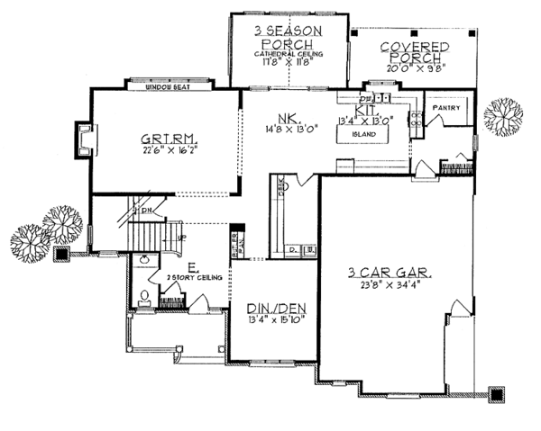 House Plan Design - Country Floor Plan - Main Floor Plan #70-1332