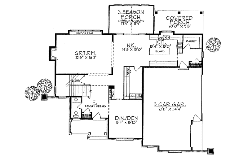 Home Plan - Floor Plan - Main Floor for Country House Plan #70-1332 - 3 bed, 2.5 bath