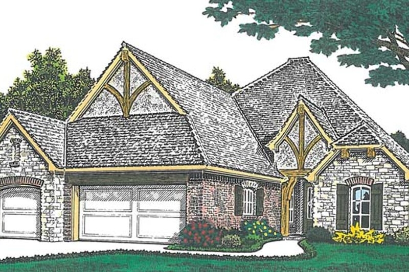Home Plan - Exterior - Front Elevation 3 for European House Plan #310-1265 - 3 bed, 2 bath