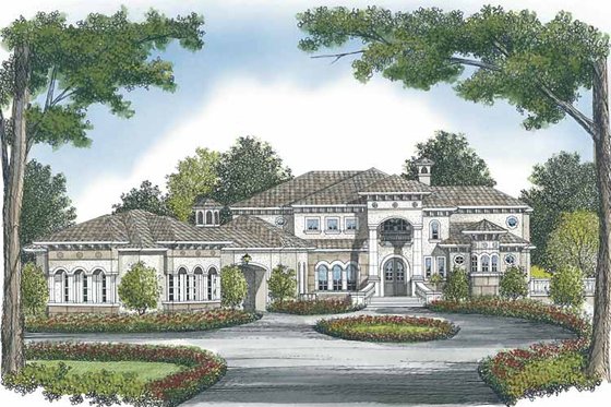 Exterior - Front Elevation 3 for Mediterranean House Plan #453-610 - 5 bed, 7 bath