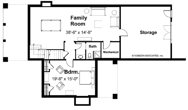 Traditional Floor Plan - Lower Floor Plan #928-17