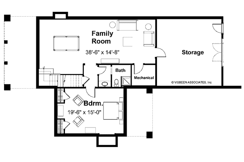 Home Plan - Floor Plan - Lower Floor for Traditional House Plan #928-17 - 3 bed, 2.5 bath