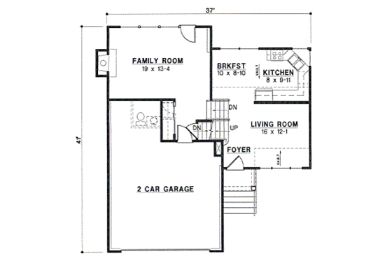 Floor Plan - Main Floor for Traditional House Plan #67-641 - 3 bed, 2 bath