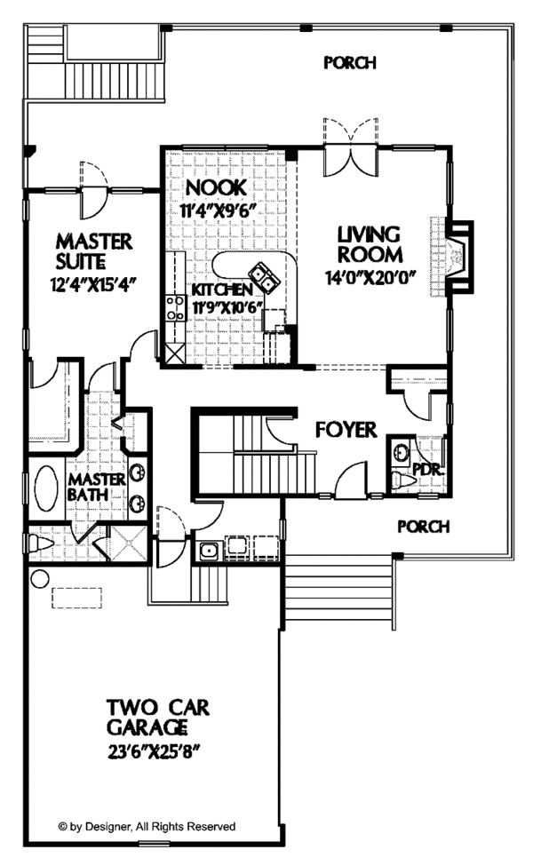 House Plan Design - Country Floor Plan - Main Floor Plan #999-57