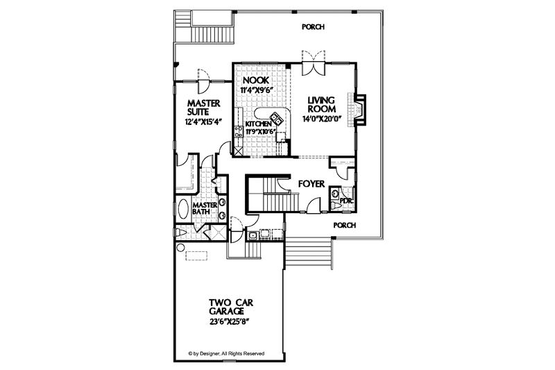 Architectural House Design - Floor Plan - Main Floor for Country House Plan #999-57 - 3 bed, 2.5 bath