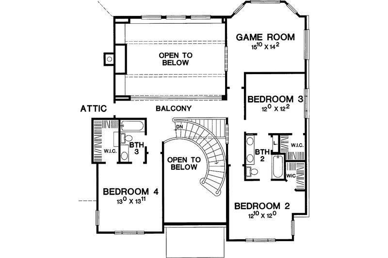 Architectural House Design - Floor Plan - Upper Floor for Mediterranean House Plan #472-298 - 4 bed, 3.5 bath