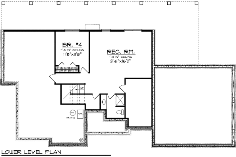 Home Plan - Floor Plan - Lower Floor for Bungalow House Plan #70-980 - 4 bed, 3.5 bath