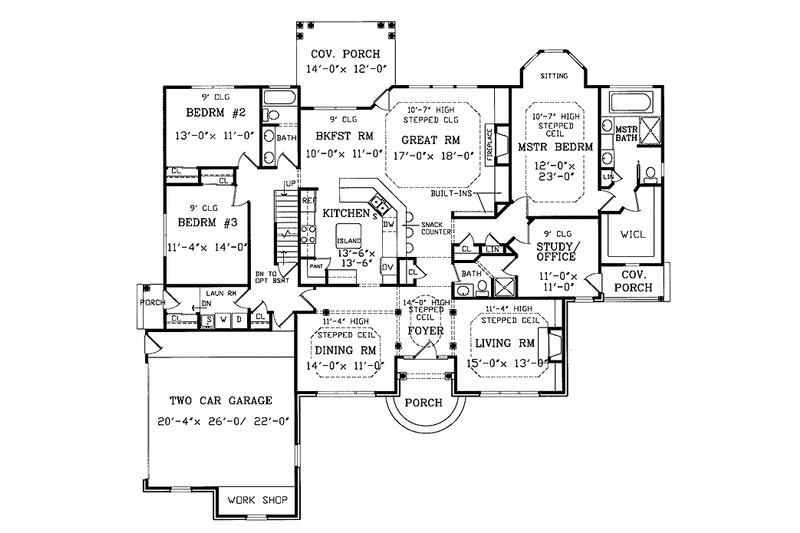 Home Plan - Floor Plan - Main Floor for Ranch House Plan #314-202 - 3 bed, 3 bath