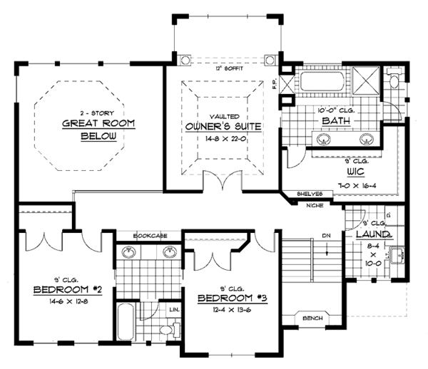 Home Plan - Classical Floor Plan - Upper Floor Plan #51-657
