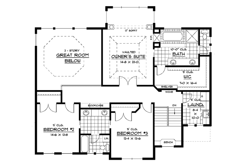 House Design - Floor Plan - Upper Floor for Classical House Plan #51-657 - 3 bed, 2.5 bath