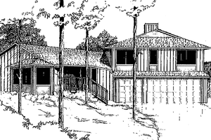 Exterior - Front Elevation for Contemporary House Plan #60-861 - 3 bed, 2 bath