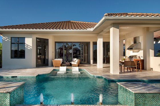 Exterior - Rear Elevation 1 for Mediterranean House Plan #930-458 - 4 bed, 4.5 bath