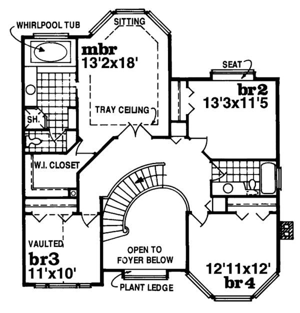 Architectural House Design - Victorian Floor Plan - Upper Floor Plan #47-852