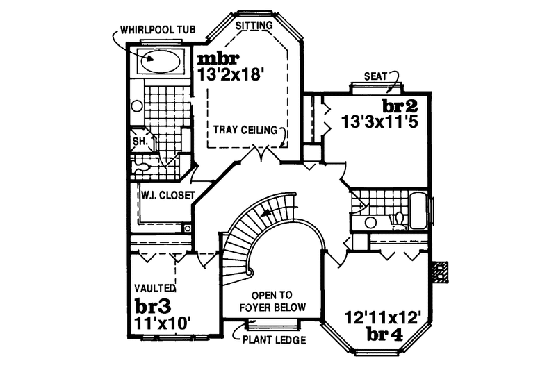 House Blueprint - Floor Plan - Upper Floor for Victorian House Plan #47-852 - 4 bed, 2.5 bath