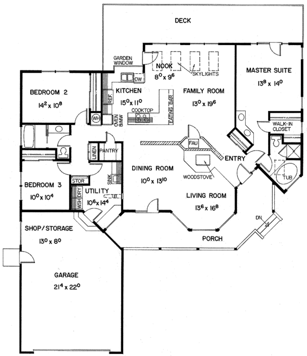 House Design - Ranch Floor Plan - Main Floor Plan #60-815