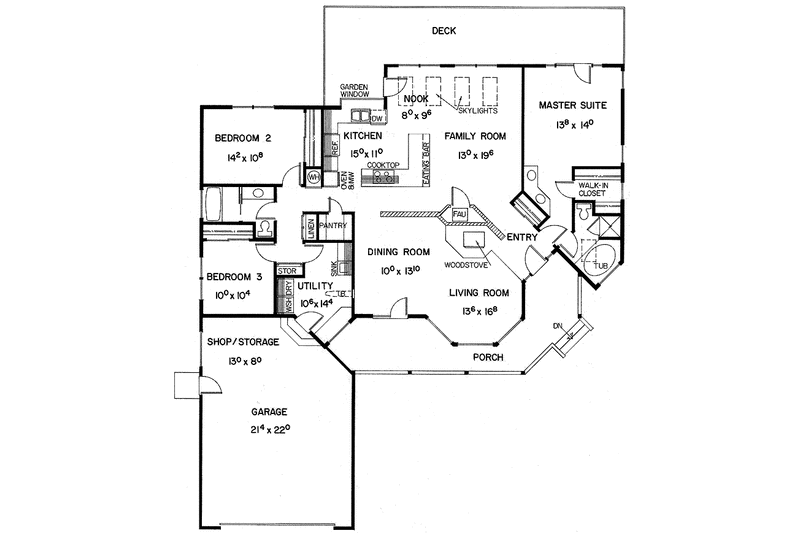 Home Plan - Floor Plan - Main Floor for Ranch House Plan #60-815 - 3 bed, 2 bath