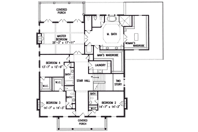 Architectural House Design - Floor Plan - Upper Floor for Southern House Plan #54-132 - 5 bed, 5.5 bath