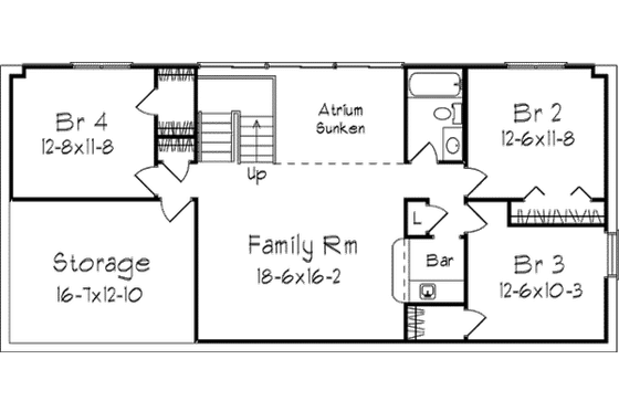 Floor Plan - Lower Floor for Country House Plan #57-125 - 4 bed, 2.5 bath