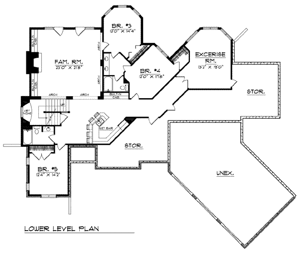 Architectural House Design - European Floor Plan - Lower Floor Plan #70-781