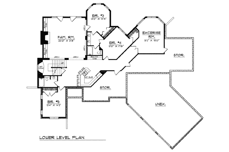 Home Plan - Floor Plan - Lower Floor for European House Plan #70-781 - 5 bed, 4 bath