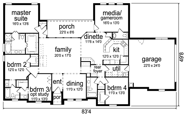 House Design - European Floor Plan - Main Floor Plan #84-521