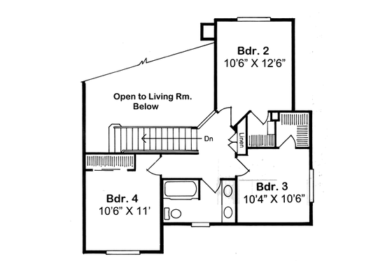 Floor Plan - Upper Floor for Traditional House Plan #312-462 - 4 bed, 2.5 bath