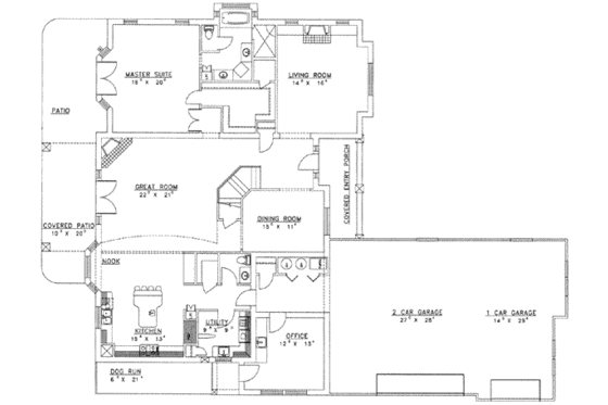 Floor Plan - Main Floor for Modern House Plan #117-426 - 3 bed, 2.5 bath