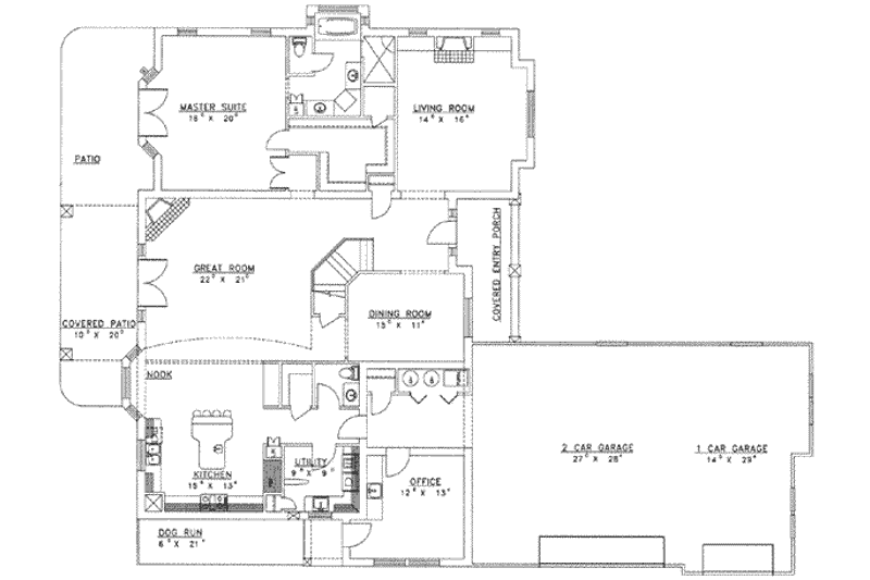House Blueprint - Floor Plan - Main Floor for Modern House Plan #117-426 - 3 bed, 2.5 bath