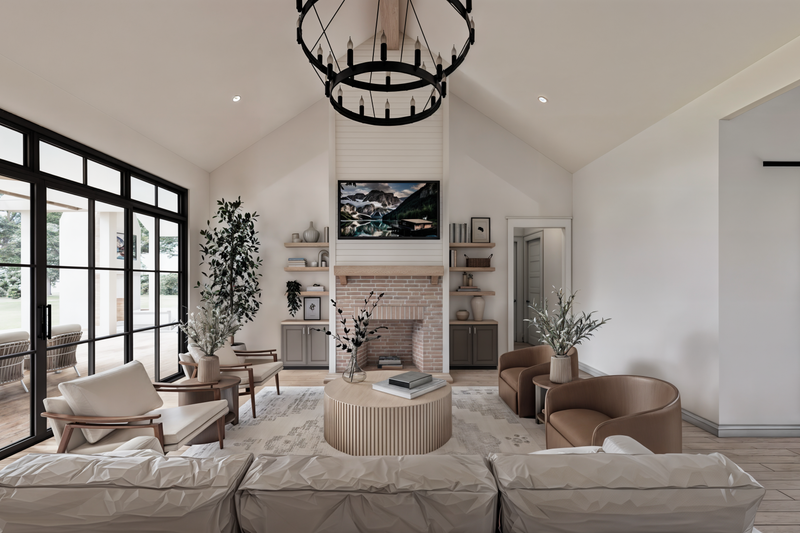 Architectural House Design - Interior - Family Room for Farmhouse House Plan #1074-107 - 4 bed, 3.5 bath