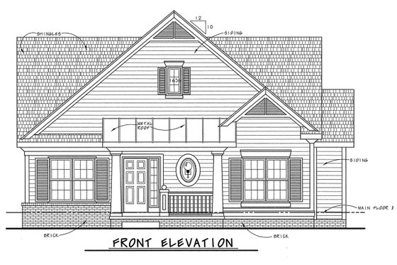 Exterior - Front Elevation 4 for Cottage House Plan #20-1208 - 2 bed, 2 bath