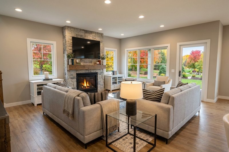 House Plan Design - Interior - Family Room for Farmhouse House Plan #51-1538 - 3 bed, 3.5 bath