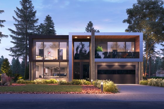 Exterior - Front Elevation for Contemporary House Plan #1066-102 - 5 bed, 4 bath