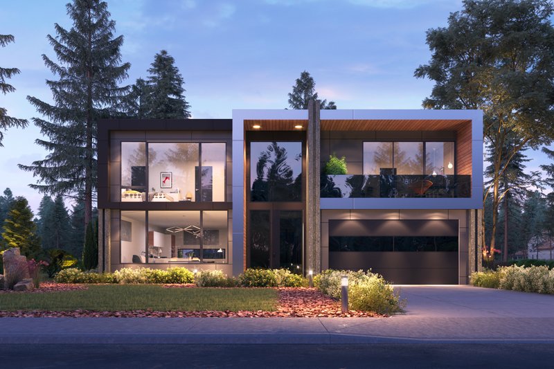 House Blueprint - Exterior - Front Elevation for Contemporary House Plan #1066-102 - 5 bed, 4 bath