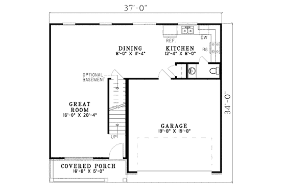 Floor Plan - Main Floor for Southern House Plan #17-430 - 4 bed, 2.5 bath