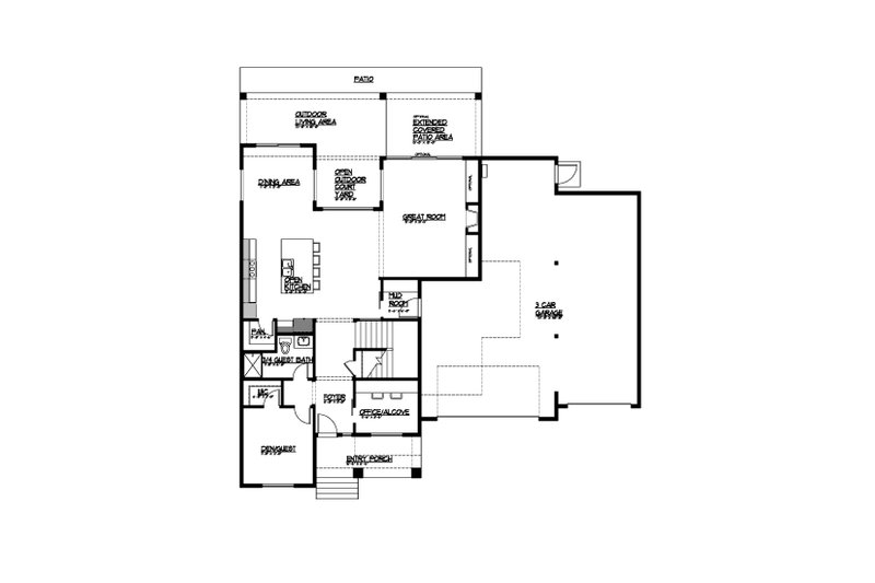 Architectural House Design - Floor Plan - Main Floor for Contemporary House Plan #569-83 - 5 bed, 3 bath