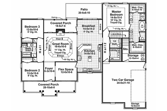 Floor Plan - Main Floor for Traditional House Plan #21-348 - 3 bed, 2.5 bath