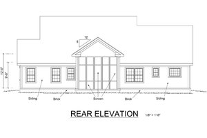 Exterior - Rear Elevation for Country House Plan #513-2051 - 3 bed, 2.5 bath