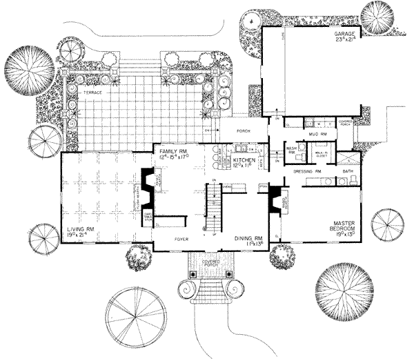 Architectural House Design - Colonial Floor Plan - Main Floor Plan #72-206
