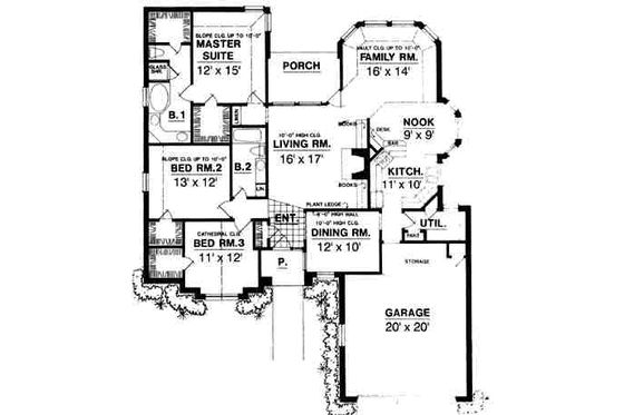 Floor Plan - Main Floor for European House Plan #40-156 - 3 bed, 2 bath
