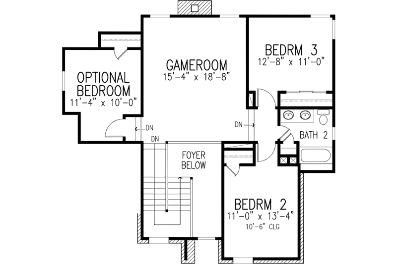 Architectural House Design - Floor Plan - Upper Floor for European House Plan #410-370 - 3 bed, 2.5 bath
