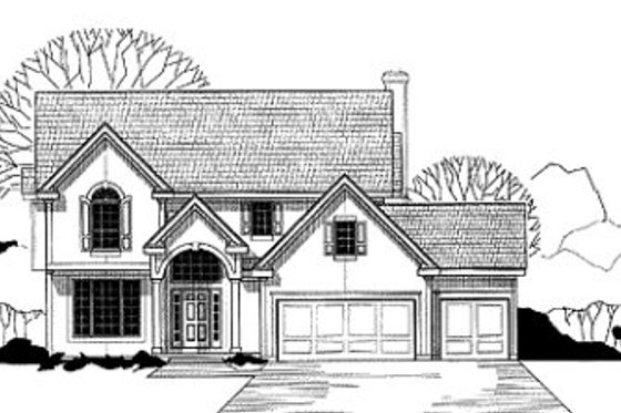 Exterior - Front Elevation for European House Plan #67-111 - 4 bed, 3.5 bath