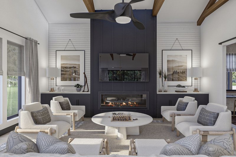 House Blueprint - Interior - Family Room 1 for Barndominium House Plan #455-612 - 3 bed, 2.5 bath