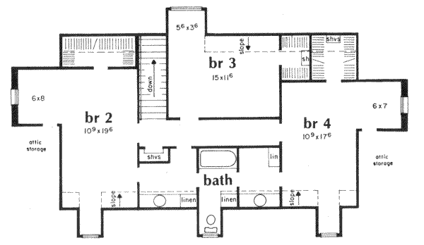 Southern Floor Plan - Upper Floor Plan #36-300